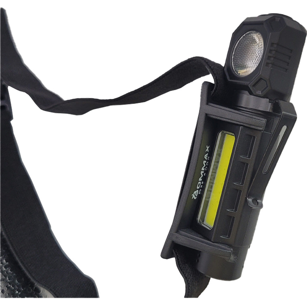 Mini Lanterna Led + Elástico Para Testa Bommax Preta - BM-A093